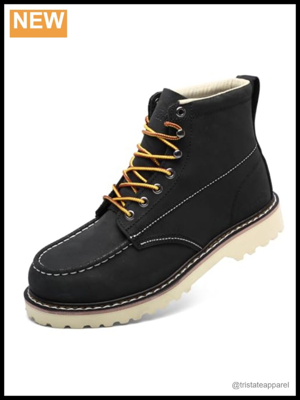 Men's Top-Grain Leather Soft Toe Moc Toe Ankle Work Boots